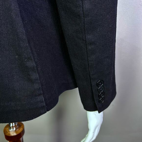 Lauren Ralph Lauren jacket medium denim blazer equestrian velvet collar black - Picture 9 of 11